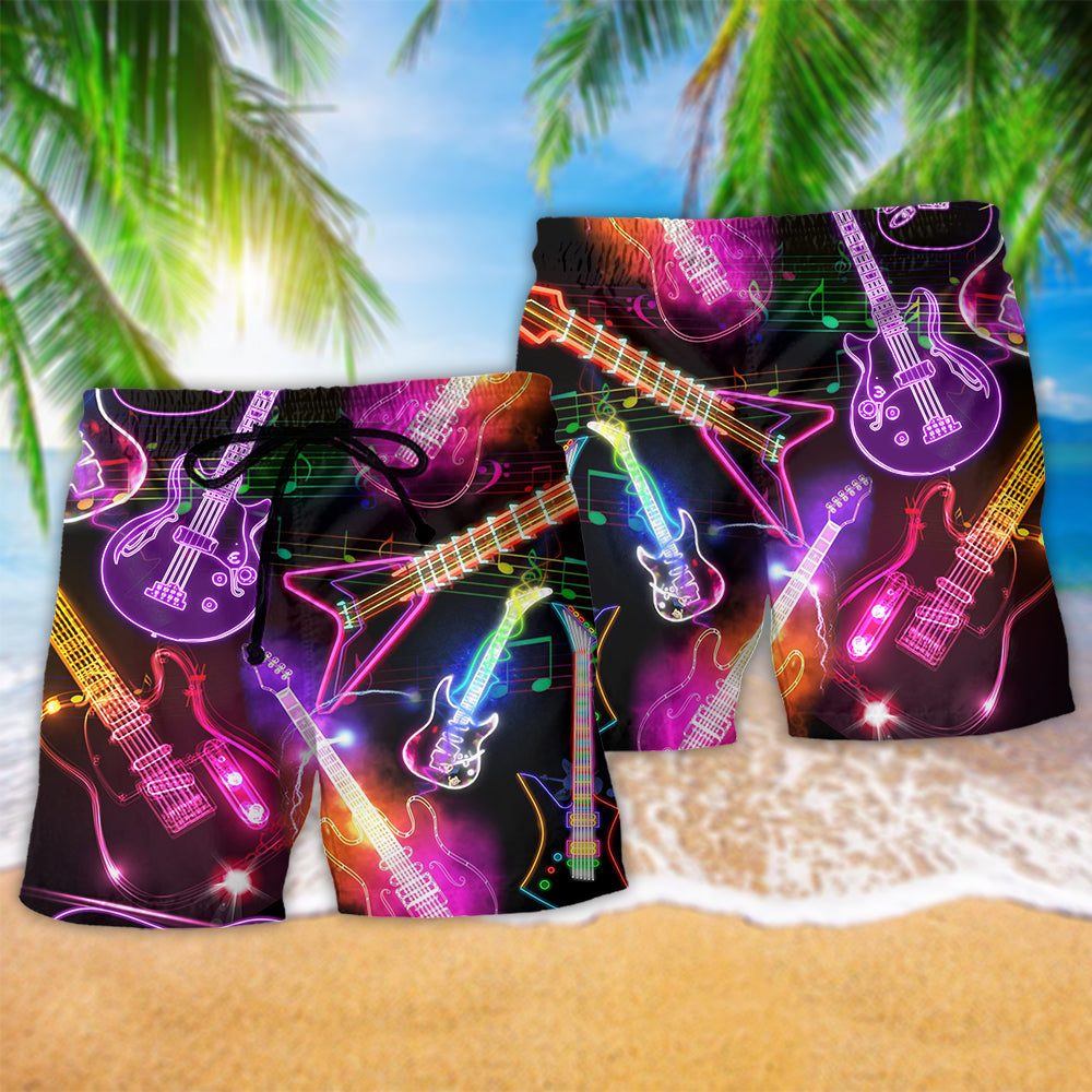 Neon Guitar Christmas – Beach Short