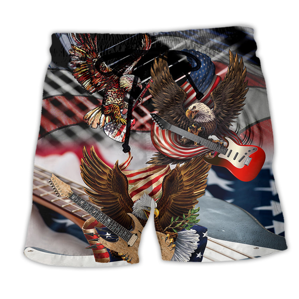 Guitar And Eagle Patriotic Art – Beach Short