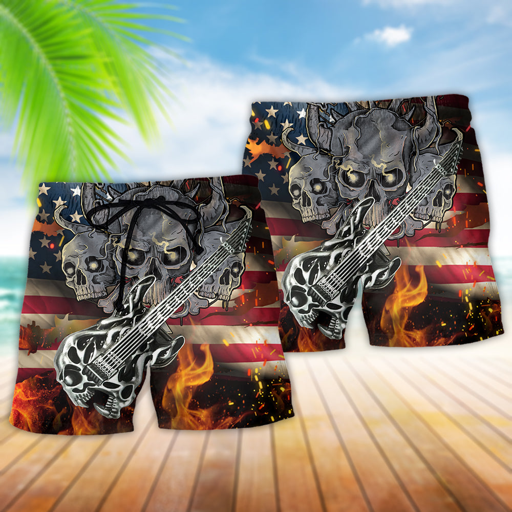Guitar Independence Day Patriot Art – Beach Short