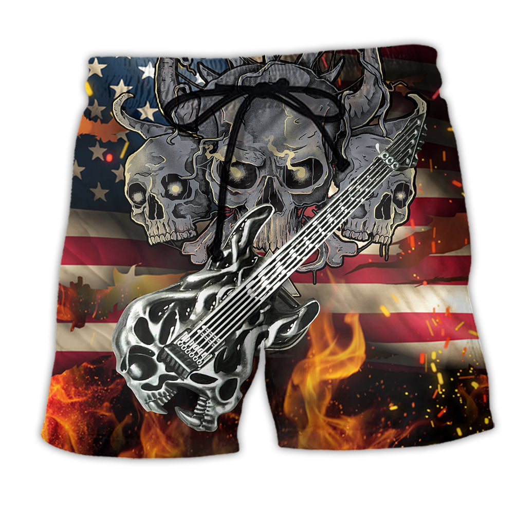 Guitar Independence Day Patriot Art – Beach Short