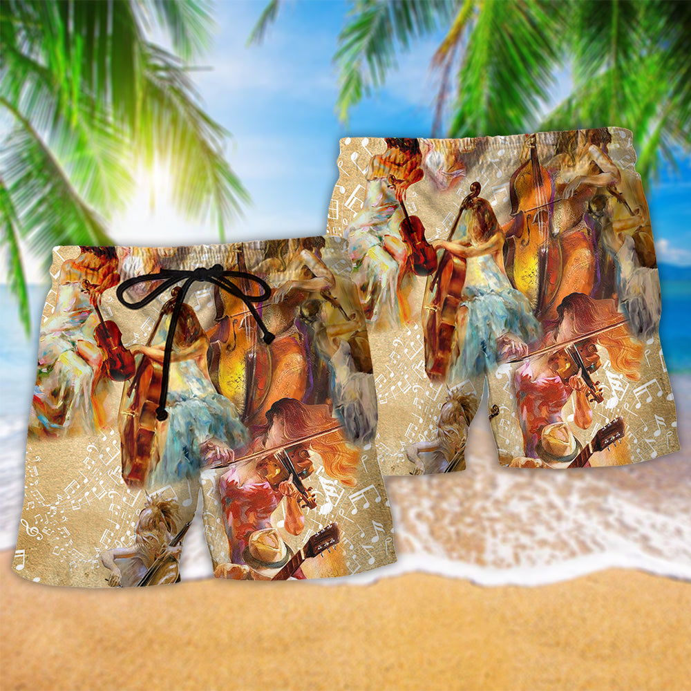 Guitar Music Is My Soul Notes Art – Beach Short