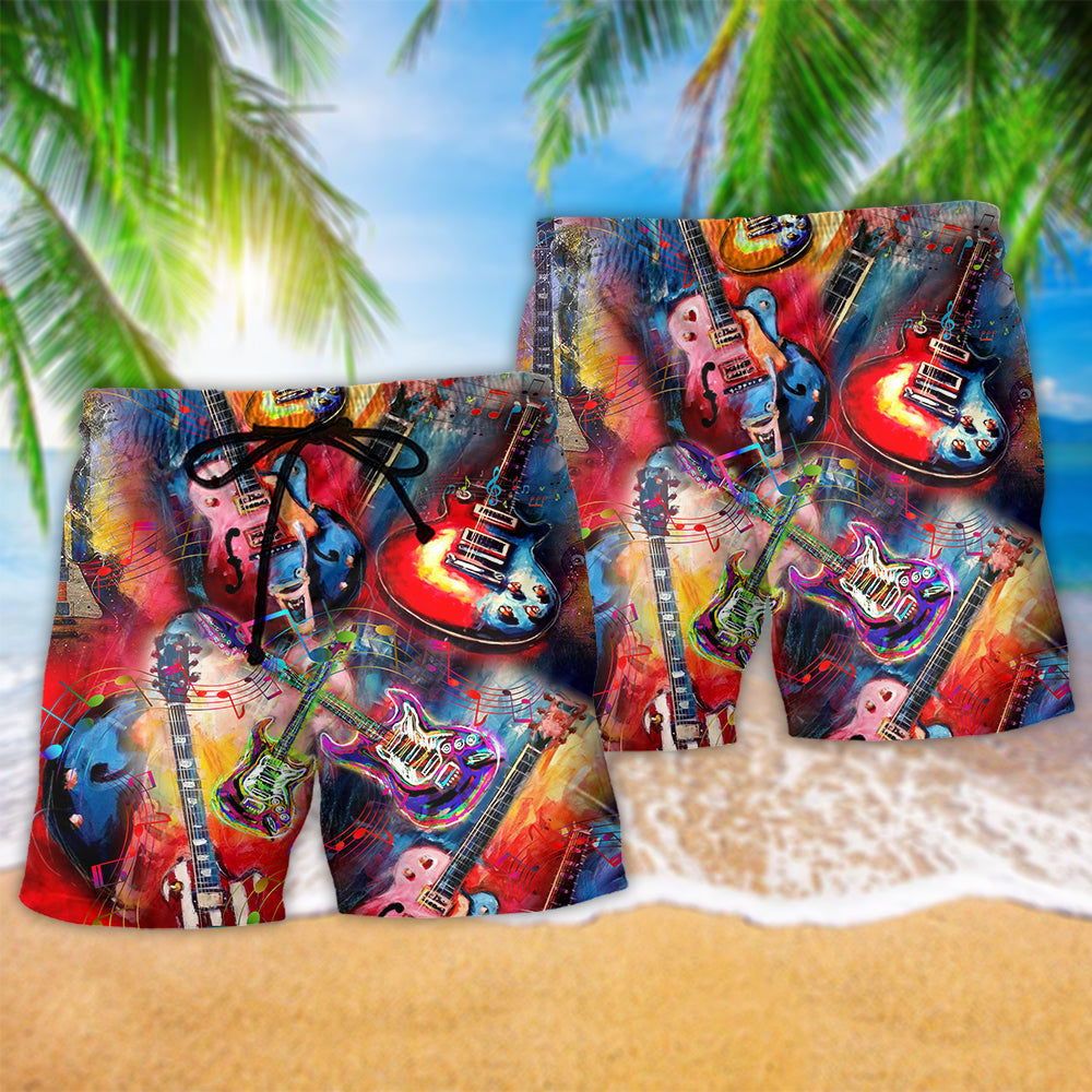 Guitar Music Colorful Love Life Art – Beach Short