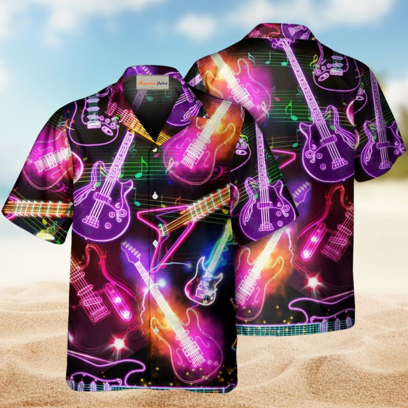 Guitar Neon Amazing Christmas - Hawaiian Shirt