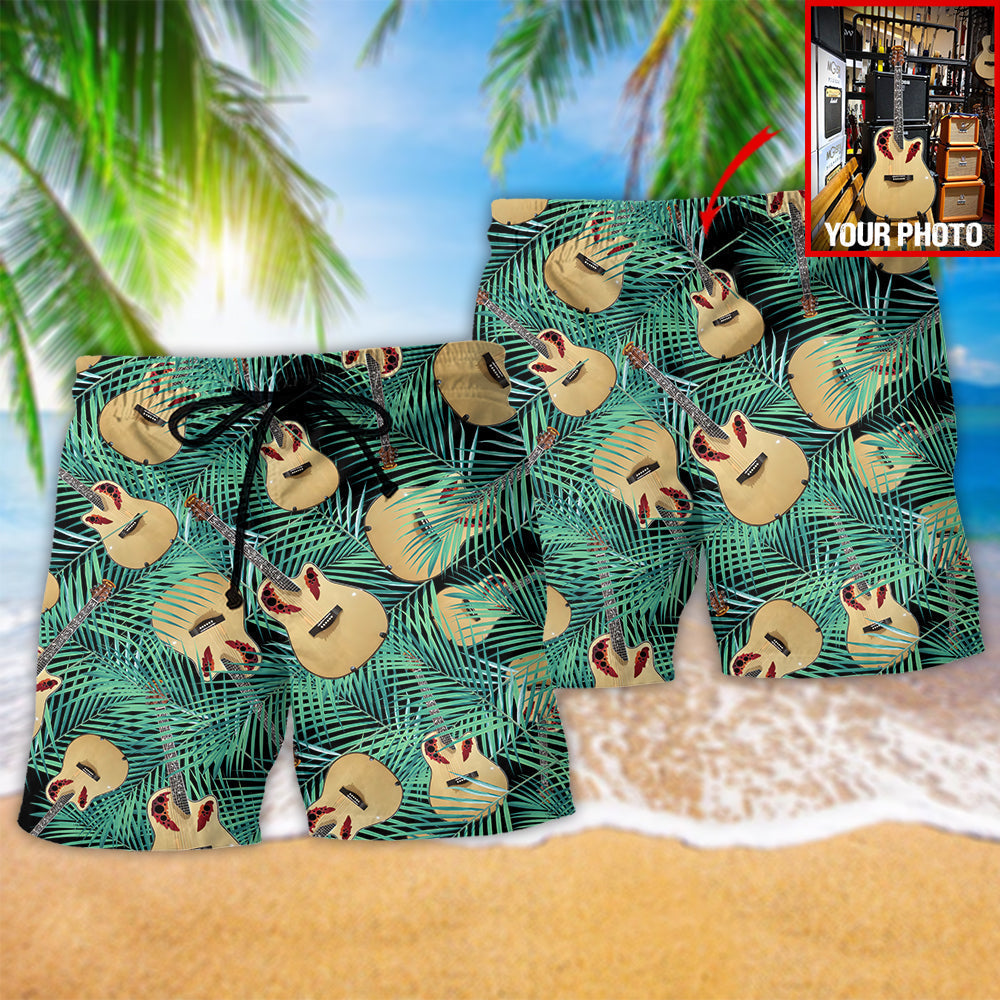 Tropical Guitar Leaf Custom Photo - Beach Short