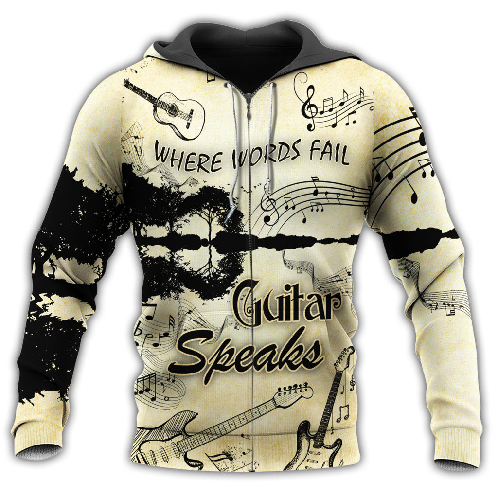 Guitar Speaks Where Words Fail - 3D Hoodie