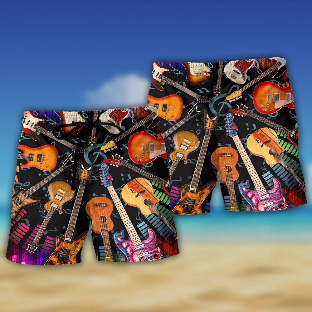 Guitar Love Music Style - Beach Short - Owls Matrix LTD
