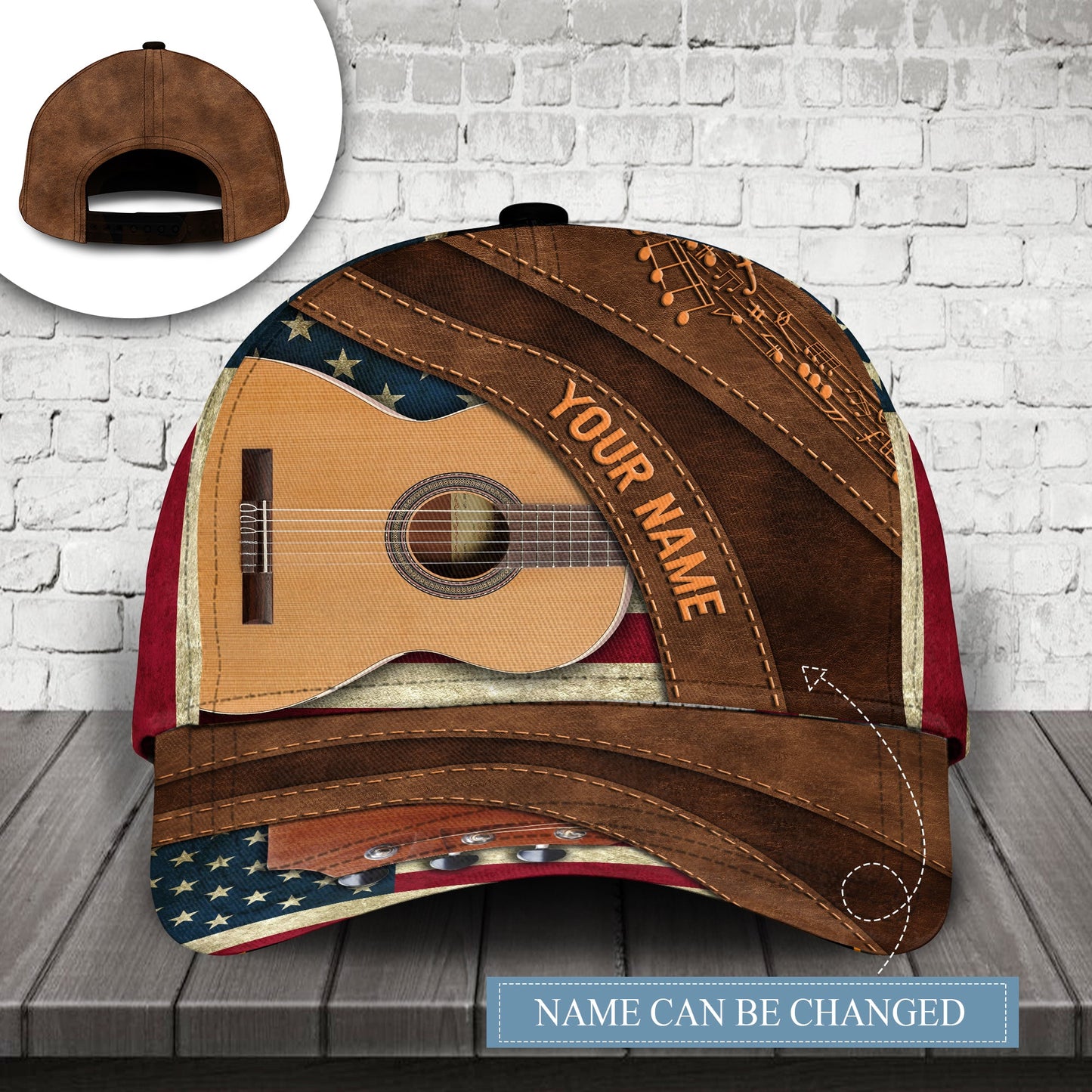 Guitar US Flag Personalized – Classic Cap