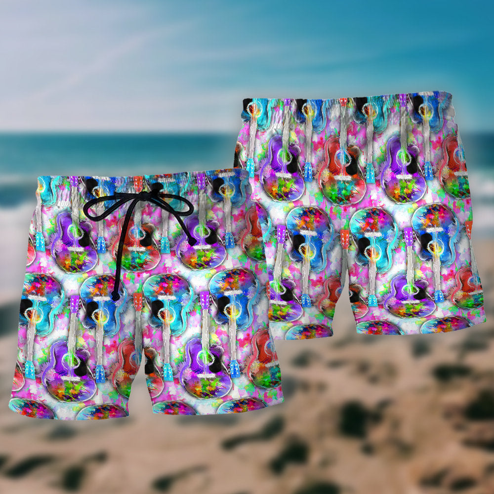 Colorful Guitar Mix Art – Beach Short