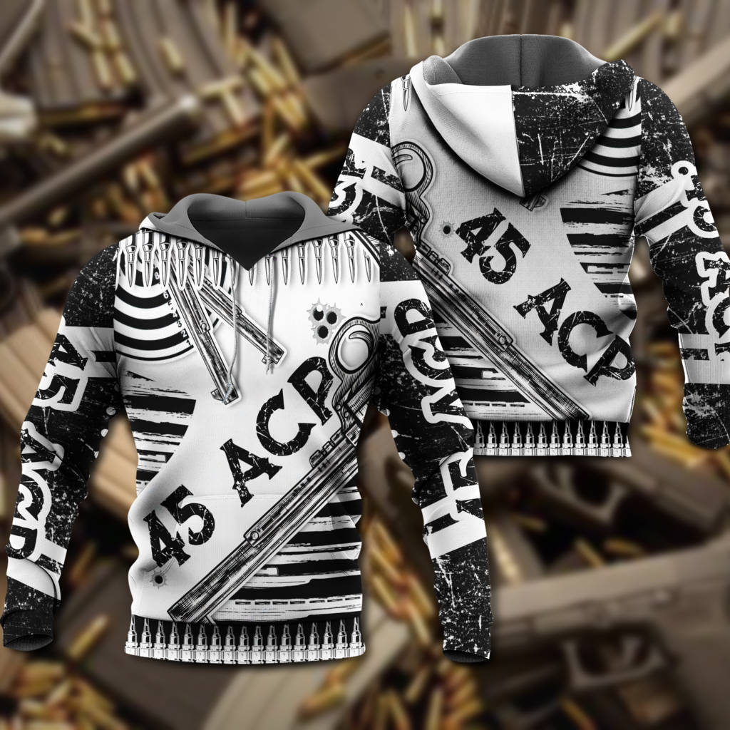 Gun Black And White Art – 3D Hoodie