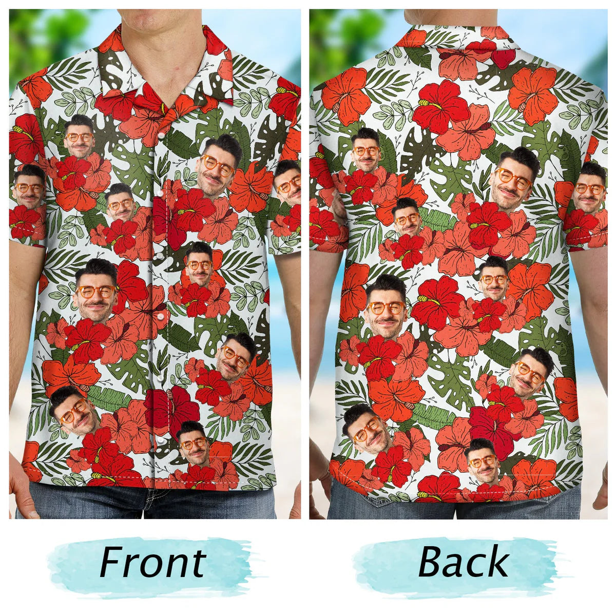Custom Photo Family Pet Face - Gift For Yourself, Family, Hawaii Vibe - Personalized Hawaiian Shirt