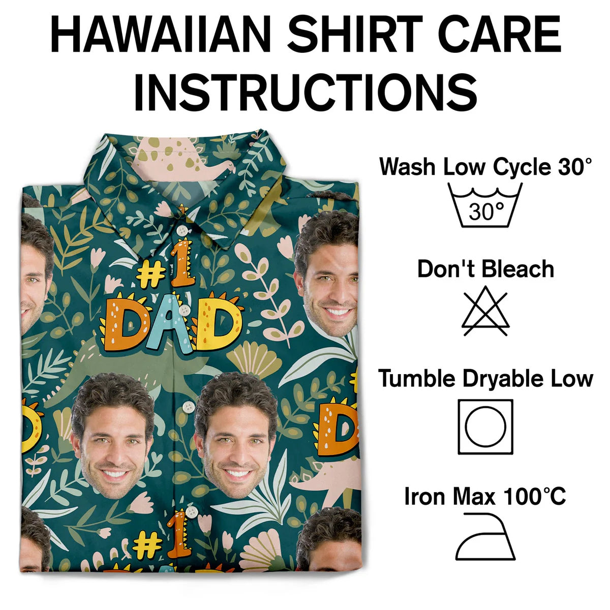 Custom Photo Dino #1 Dad – Personalized Hawaiian Shirt