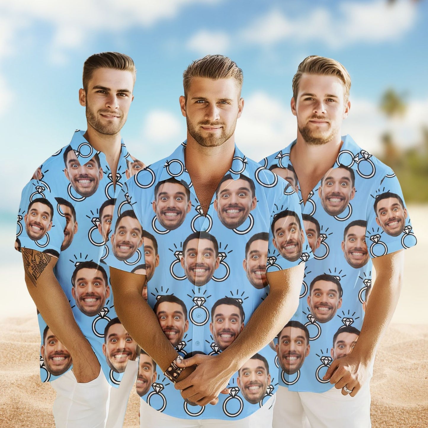 Custom Funny Face Bachelor Party Wedding Gift – Custom Photo Hawaiian Shirt