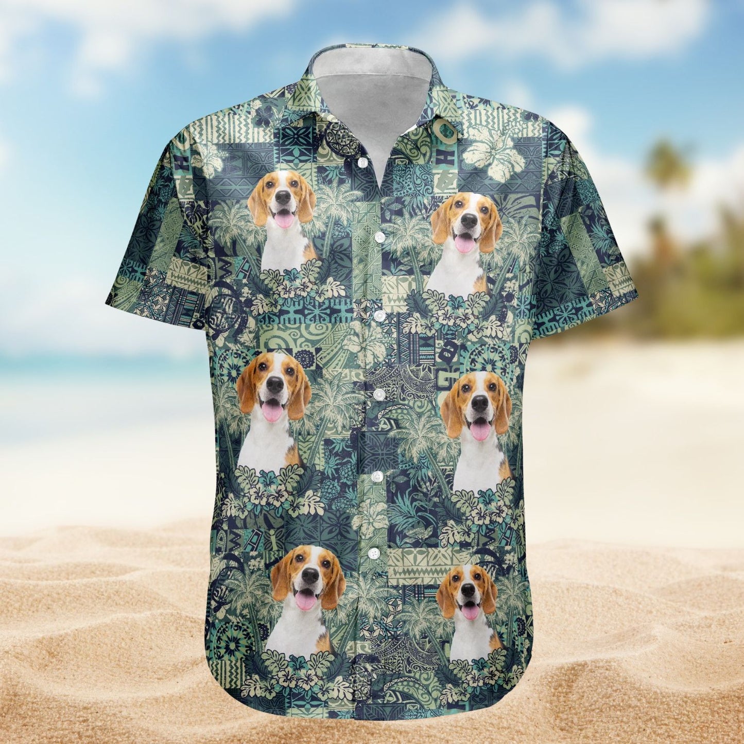 Custom Pet Funny Photo with Hibiscus & Palm Tree Pattern – Custom Photo Hawaiian Shirts