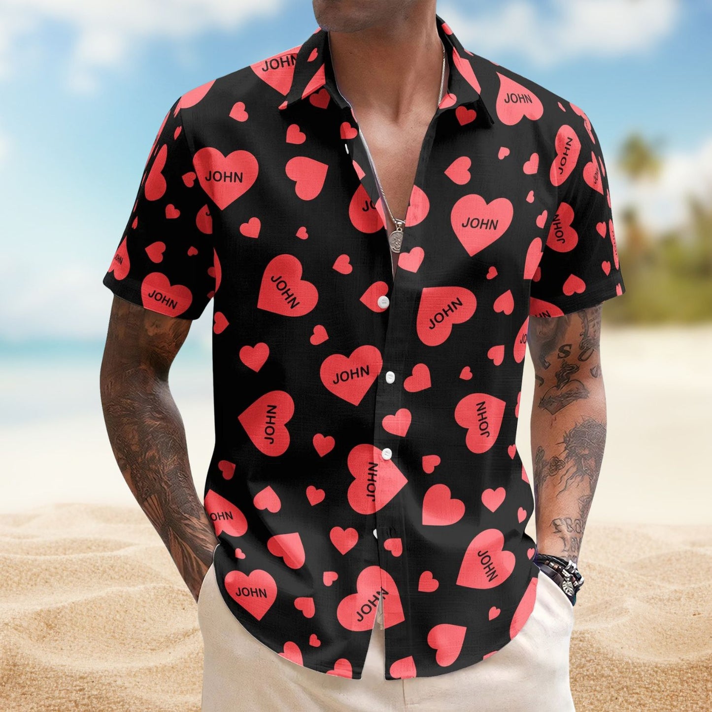 Custom Heart with Name Vintage Aloha Valentine’s Day Gift – Custom Hawaiian Shirts