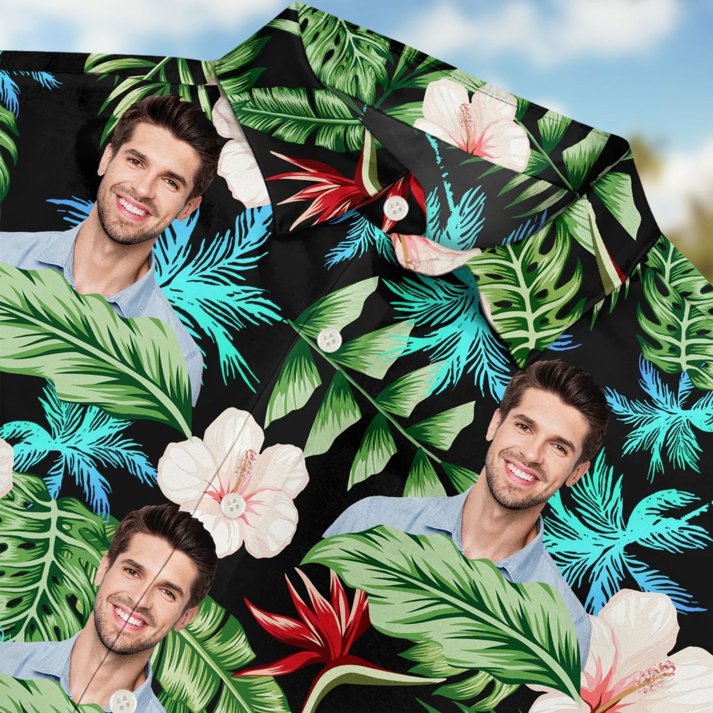 Custom Photo Human & Pet Faces Gift for Men & Women, Dog & Cat Lovers – Personalized Hawaiian Shirt