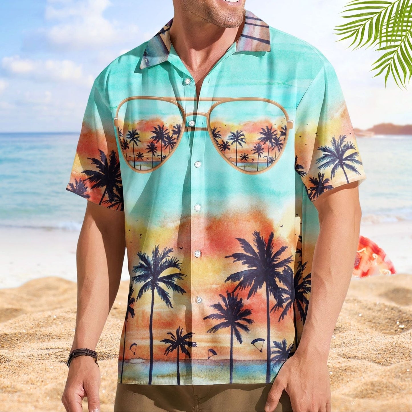 Tropical Beach Print Family Trip Vacation - Personalized Hawaiian Shirt