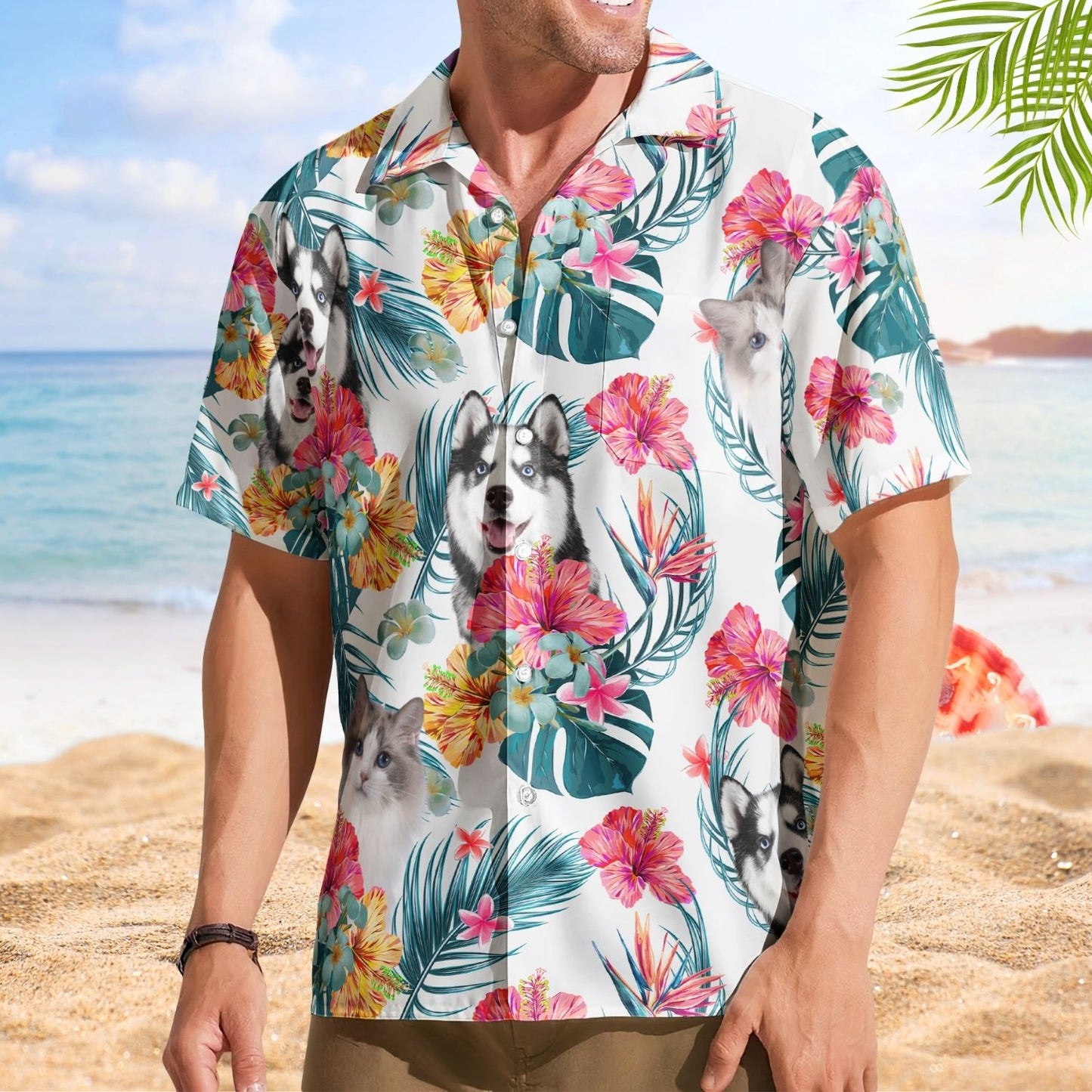 Tropical Aloha Shirt with Funny Custom Face – Personalized Photo Hawaiian Shirt for Men, Women