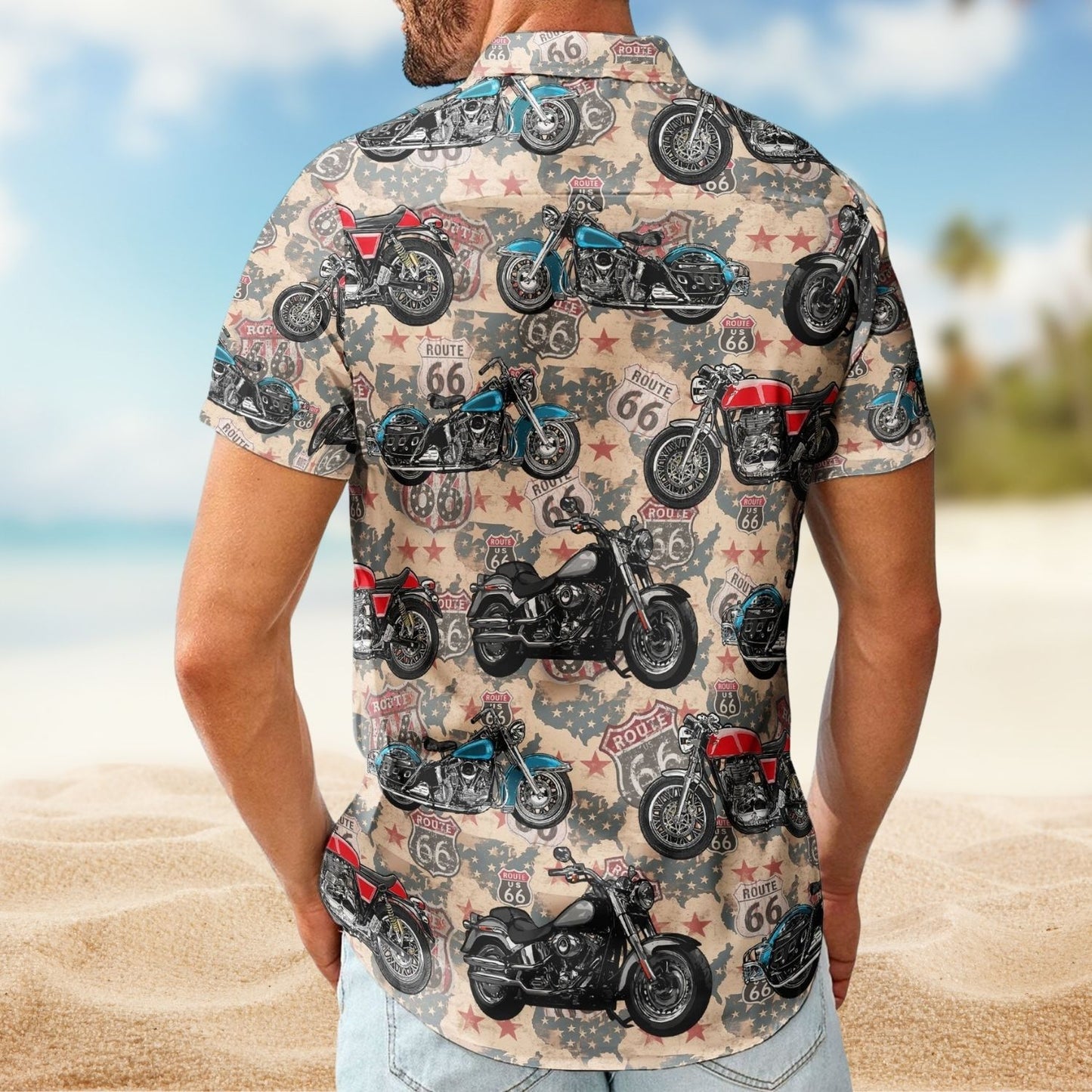 Vintage Bike Aloha Shirt with Custom Photo – Biker Gift for Men, Husband Hawaiian Shirt