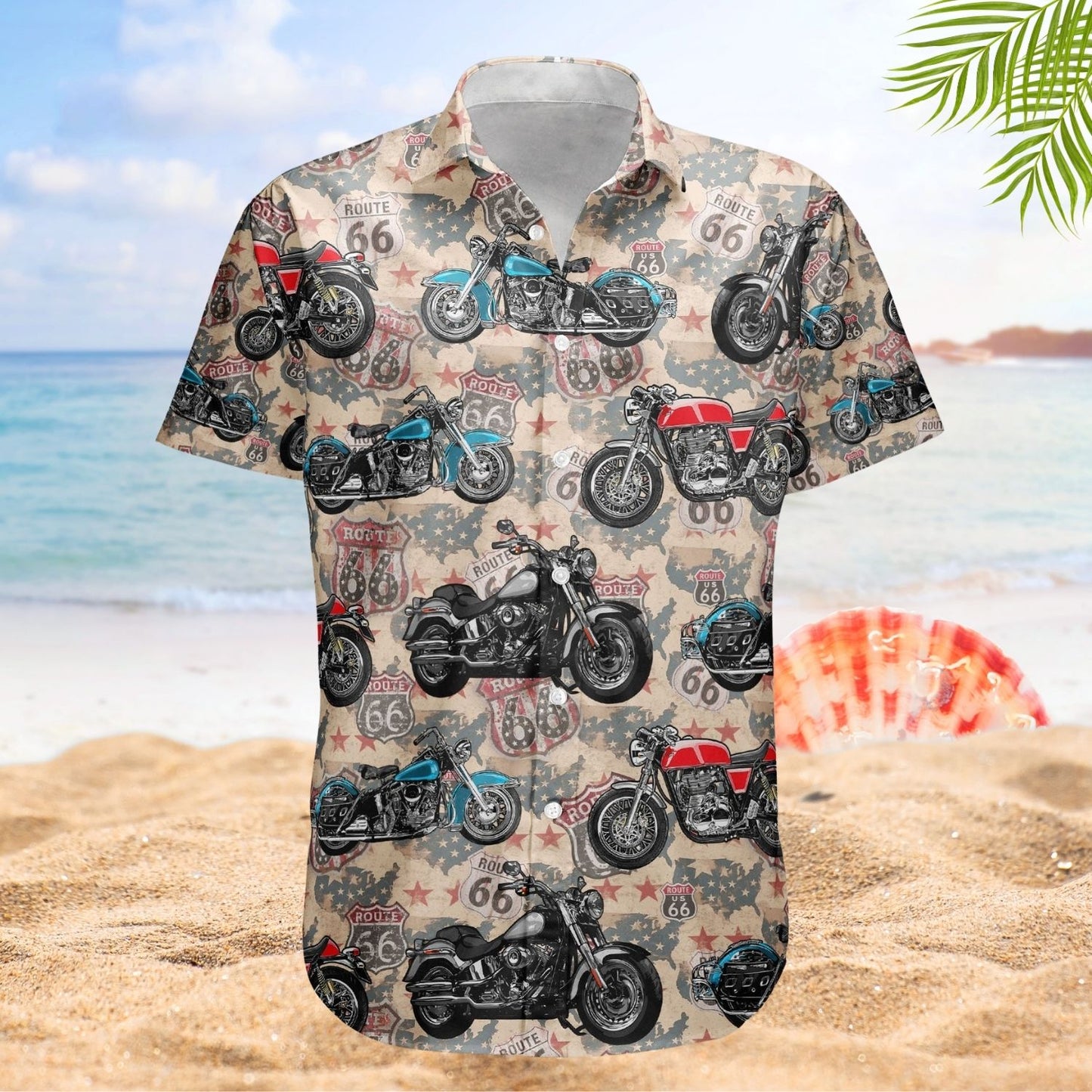 Vintage Bike Aloha Shirt with Custom Photo – Biker Gift for Men, Husband Hawaiian Shirt