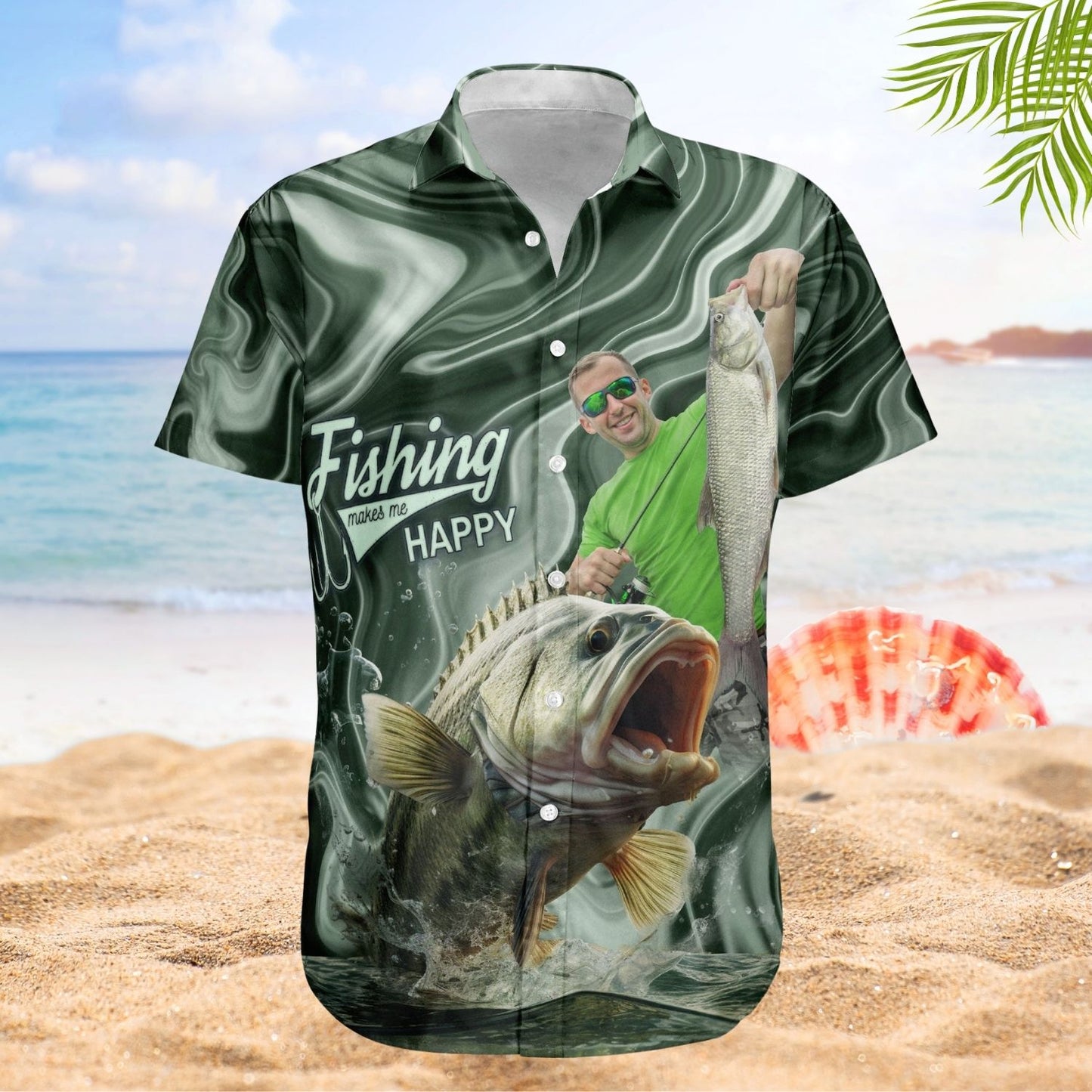 Personalized Fishing Aloha Shirt – Custom Photo Fishing Bass Fish For Men - Custom Photo Hawaiian Shirt