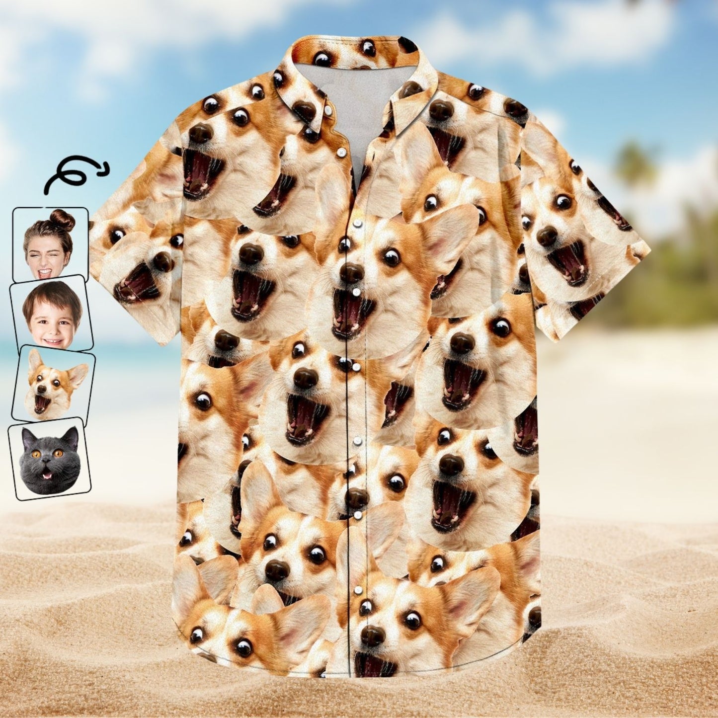 Custom Aloha Shirt – Custom Photo Funny Family Pet Face Pattern - Personalized Hawaiian Shirt