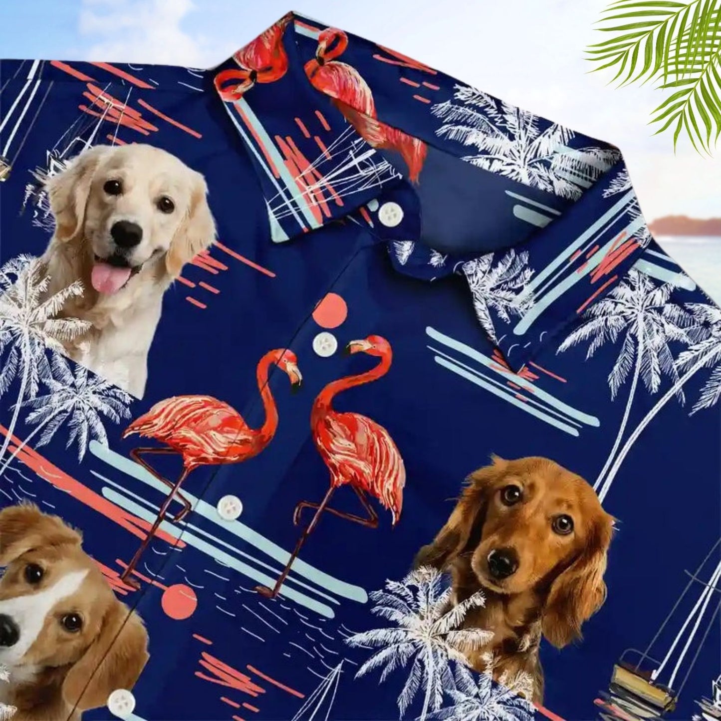 Tropical Beach Style Vacation Shirt – Custom Photo Pets Kids And More Tropical Flamingo - Personalized Hawaiian Shirt