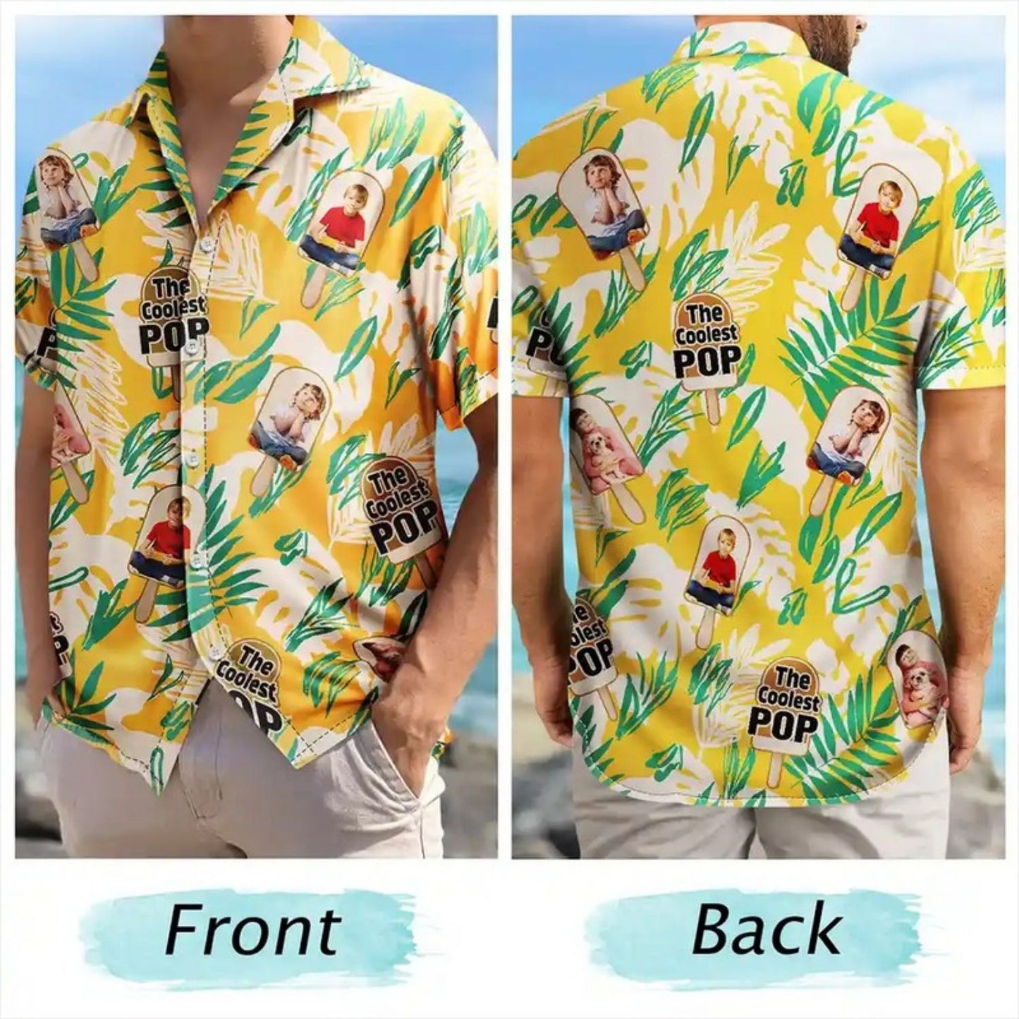 Tropical Beach Style Shirt – Custom Photo The Coolest Pop - Personalized Hawaiian Shirt