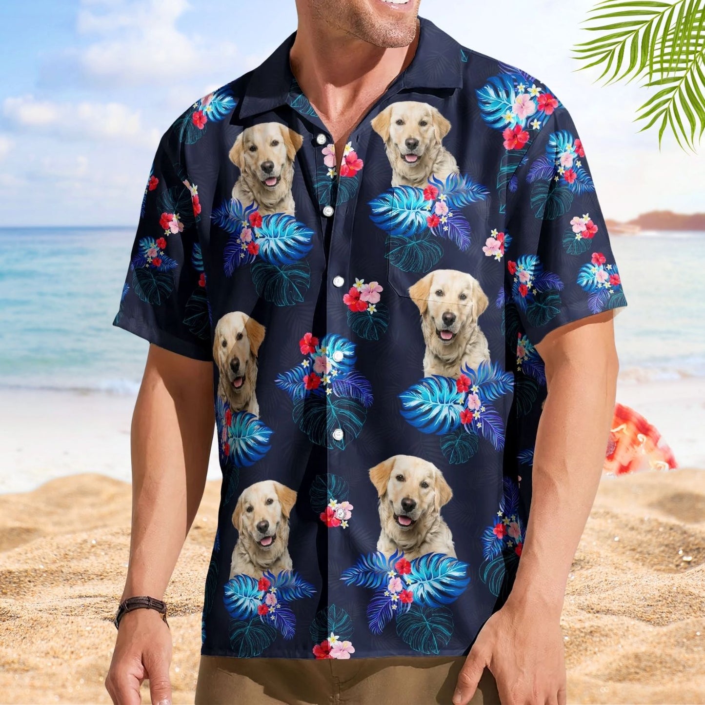 Custom Face Funny Photo Tropical Hibiscus Aloha for Dog Cat Lovers - Personalized Hawaiian Shirt