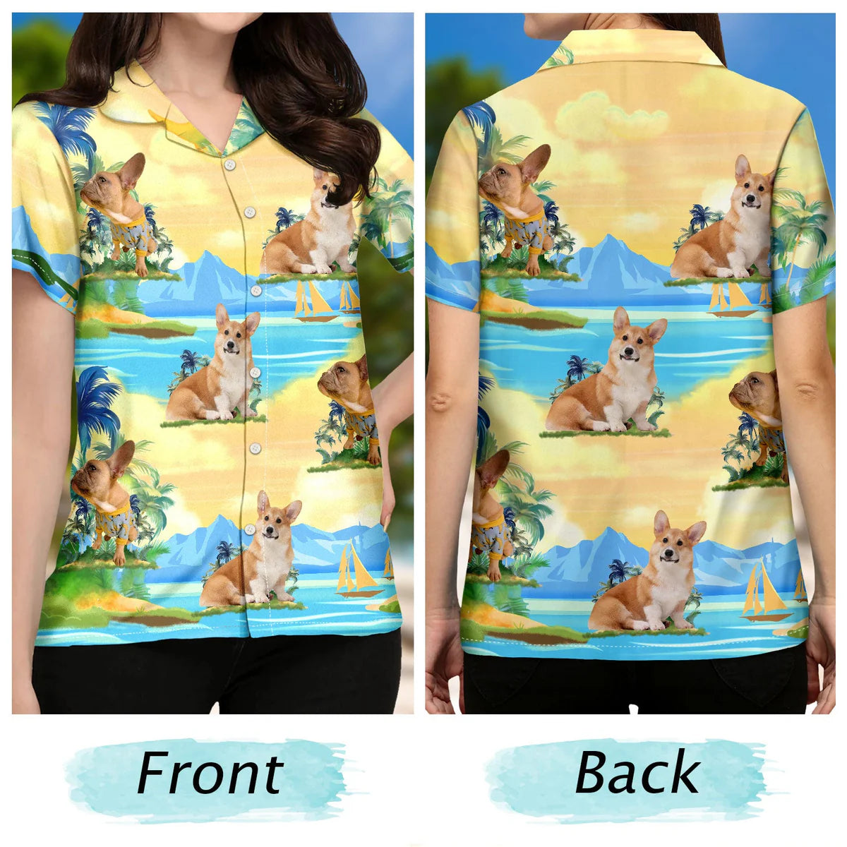 Custom Photo Funny Family Pet Face Tropical Island Gift for Pet Lovers – Personalized Hawaiian Shirt