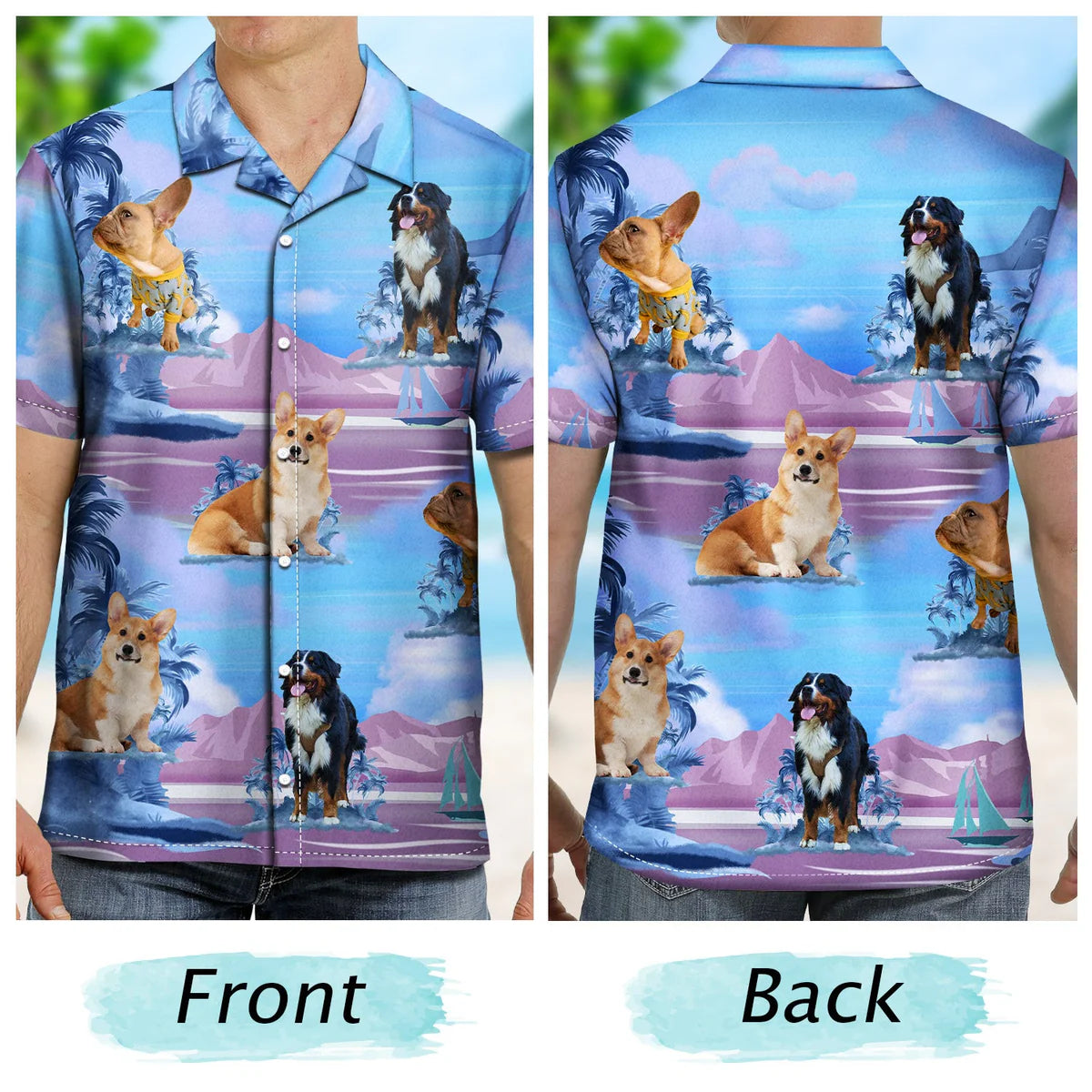 Custom Photo Funny Family Pet Face Tropical Island Gift for Pet Lovers – Personalized Hawaiian Shirt