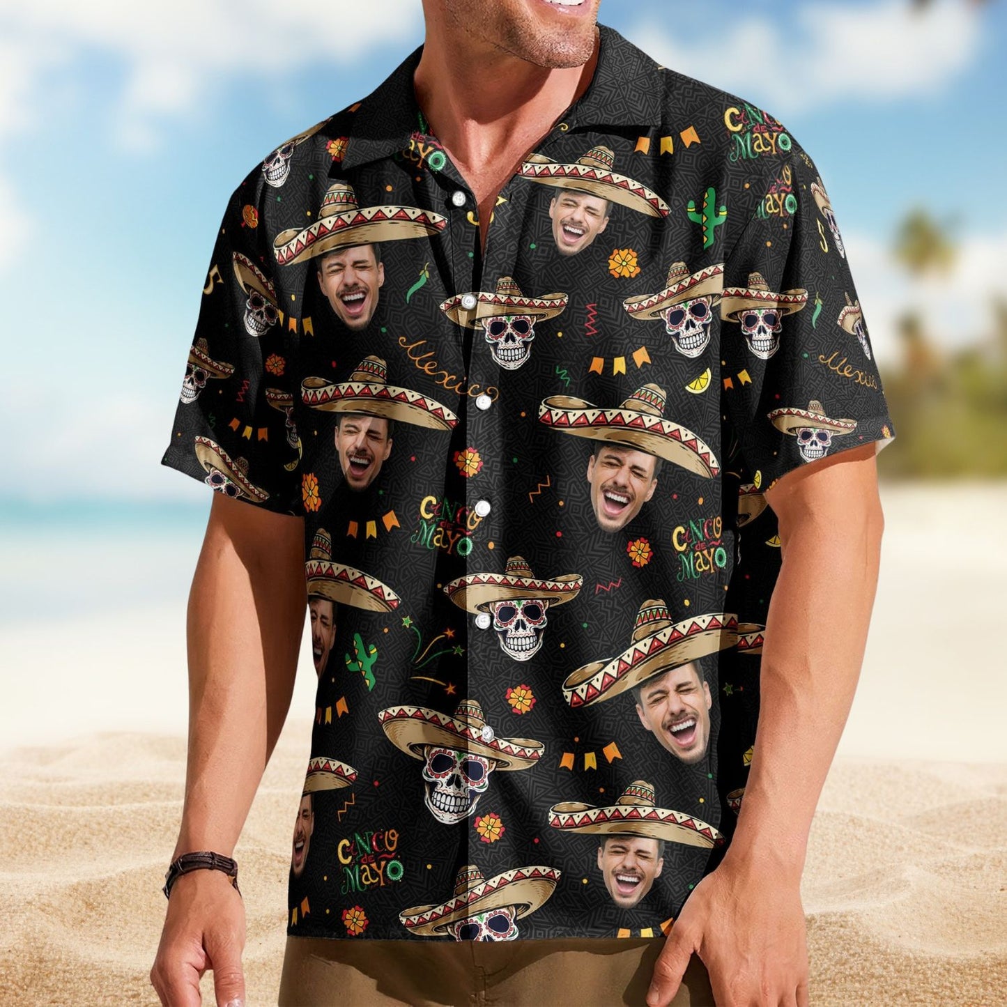 Custom Face Cinco de Mayo Mexican Theme – Custom Photo Hawaiian Shirts