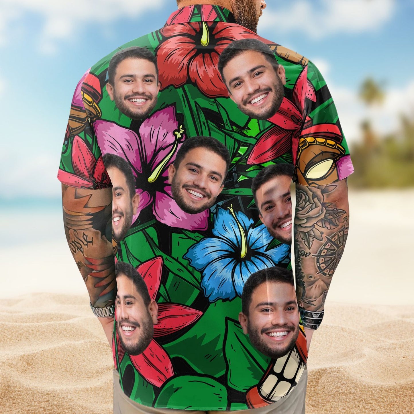 Custom Photo Funny Pet Family & Friends Tiki Bar – Custom Photo Hawaiian Shirts