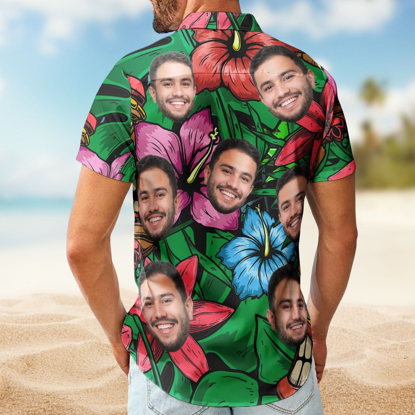Custom Photo Funny Pet Family & Friends Tiki Bar – Custom Photo Hawaiian Shirts