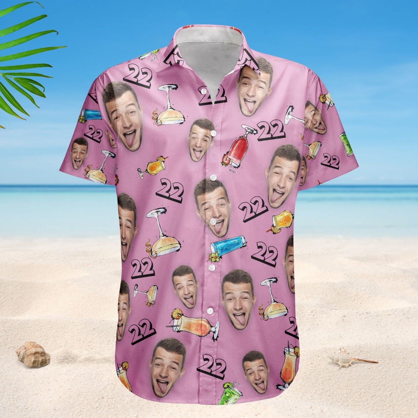 Birthday Party Drinks Custom Face Aloha Shirt – Funny Birthday Gift Custom Photo Hawaiian Shirts