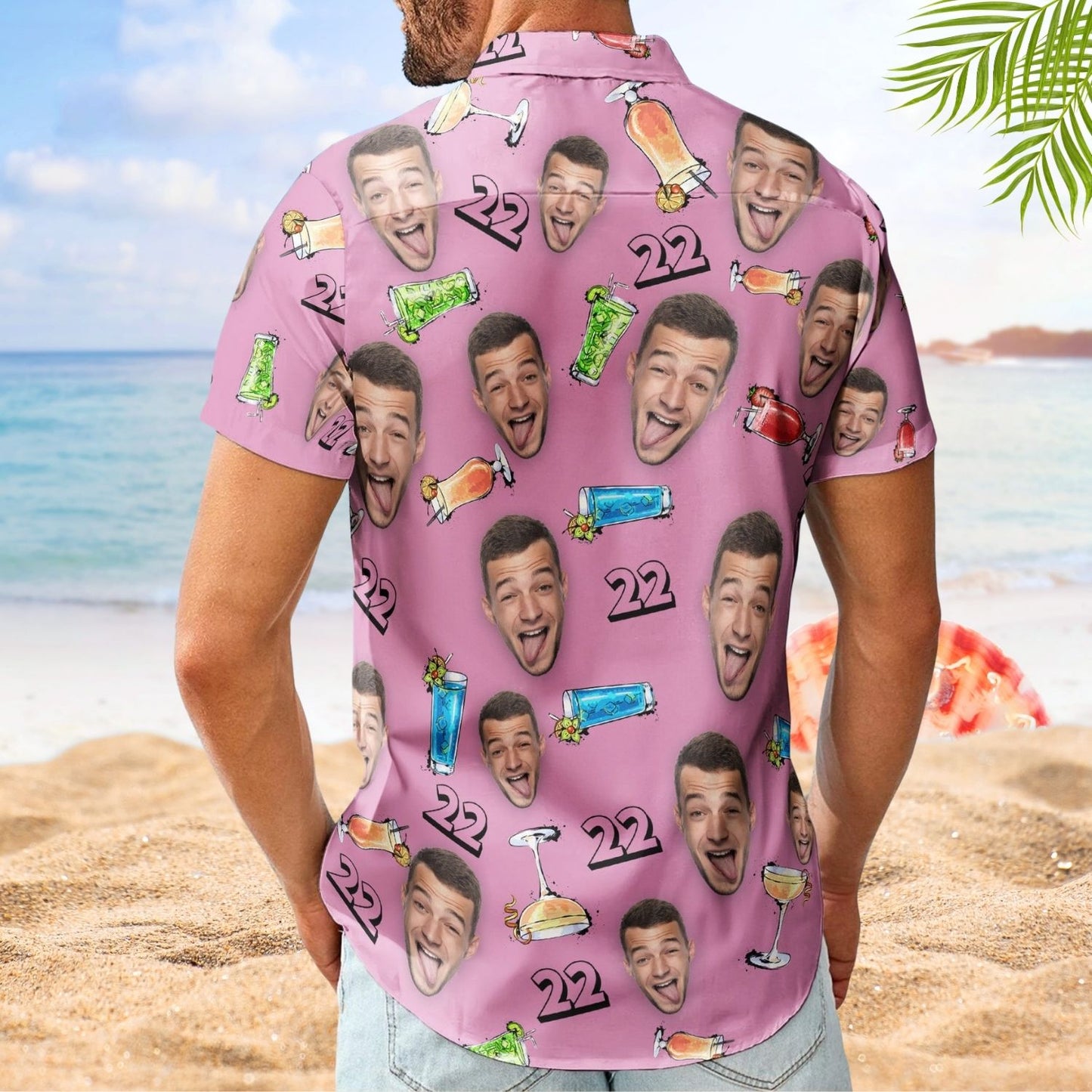 Birthday Party Drinks Custom Face Aloha Shirt – Funny Birthday Gift Custom Photo Hawaiian Shirts