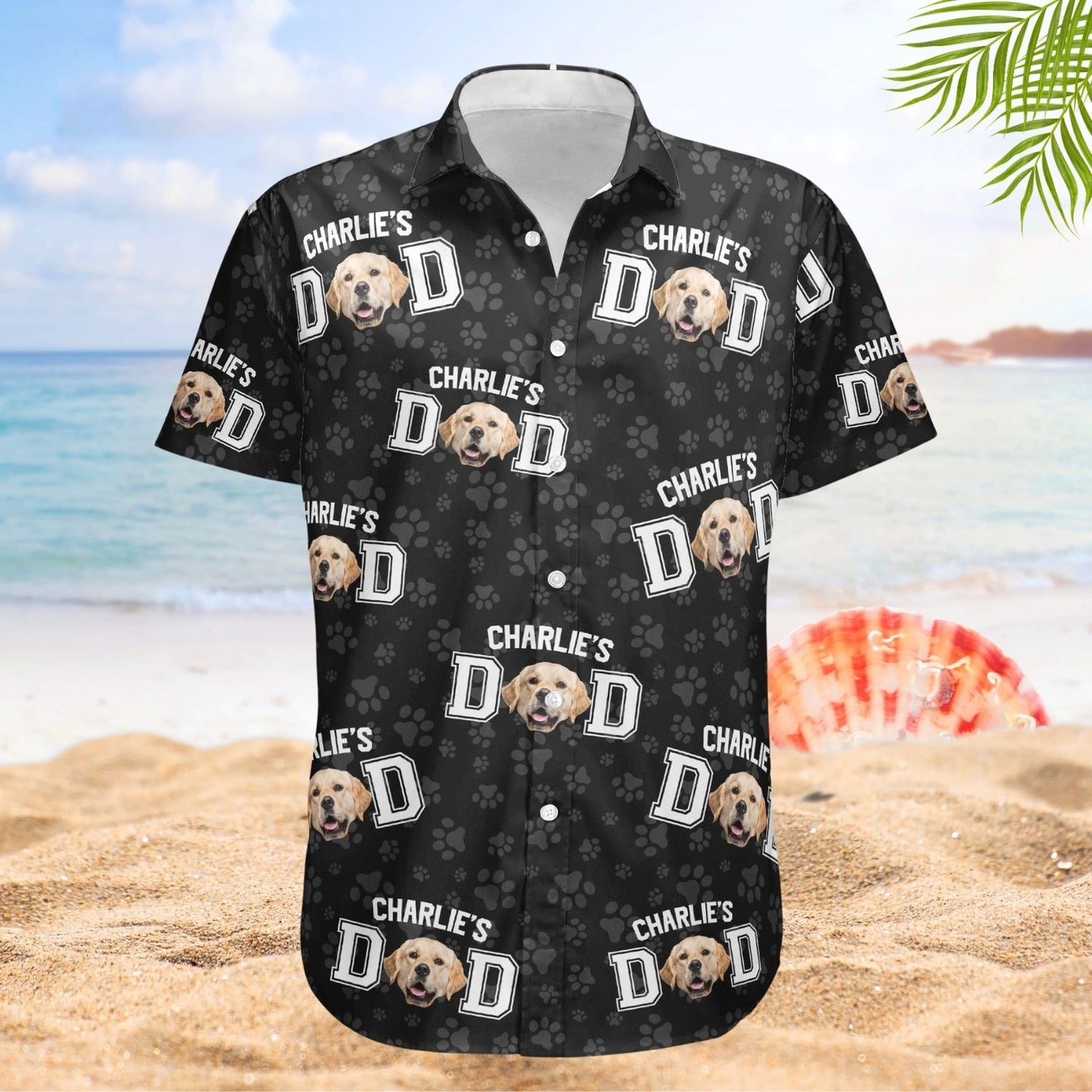 Tropical Aloha Shirt with Custom Pet Photo – Best Dog Dad Personalized Hawaiian Shirt