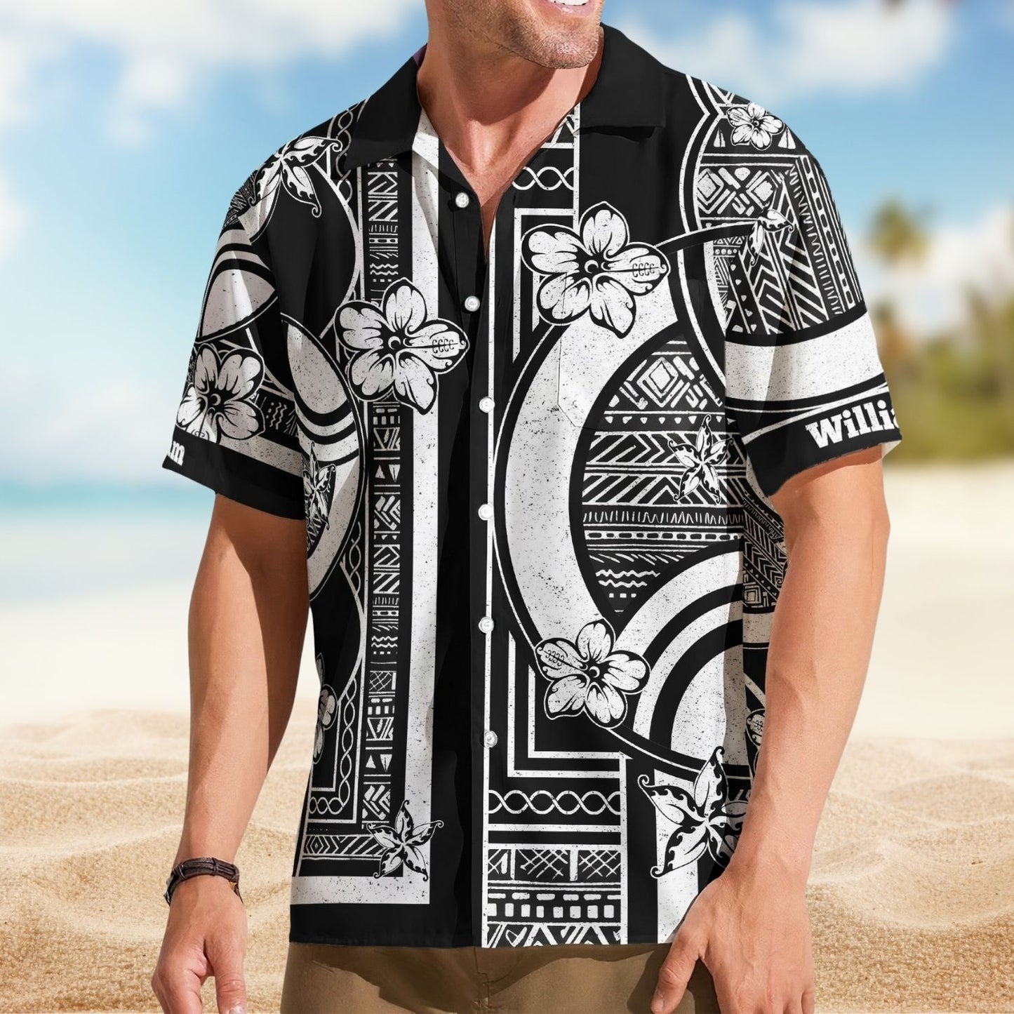 Personalized Aloha Shirt – Kapa Hawaiian Pattern Vintage Black Aloha Shirts With Name - Custom Hawaiian Shirts