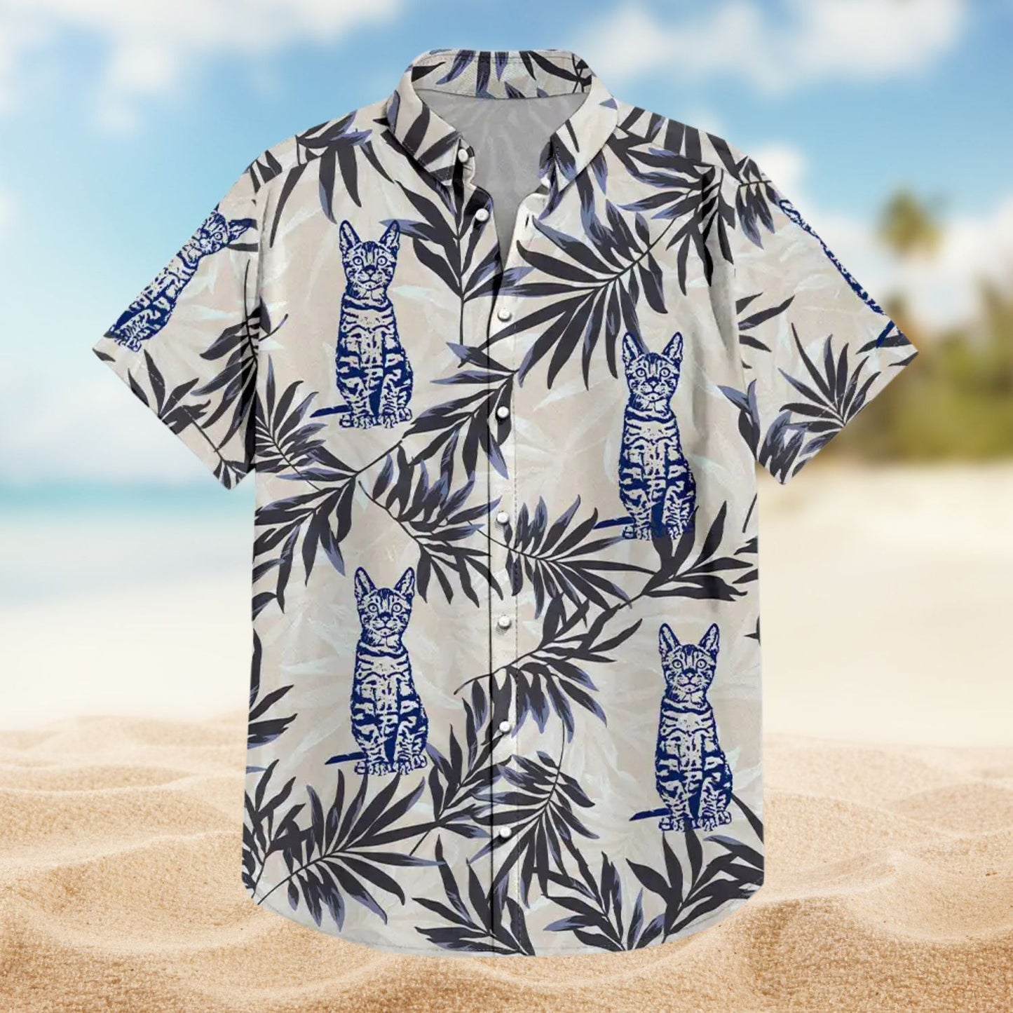 Custom Photo Pencil Drawing Palm Leaf Vacation Vibe – Personalized Hawaiian Shirt