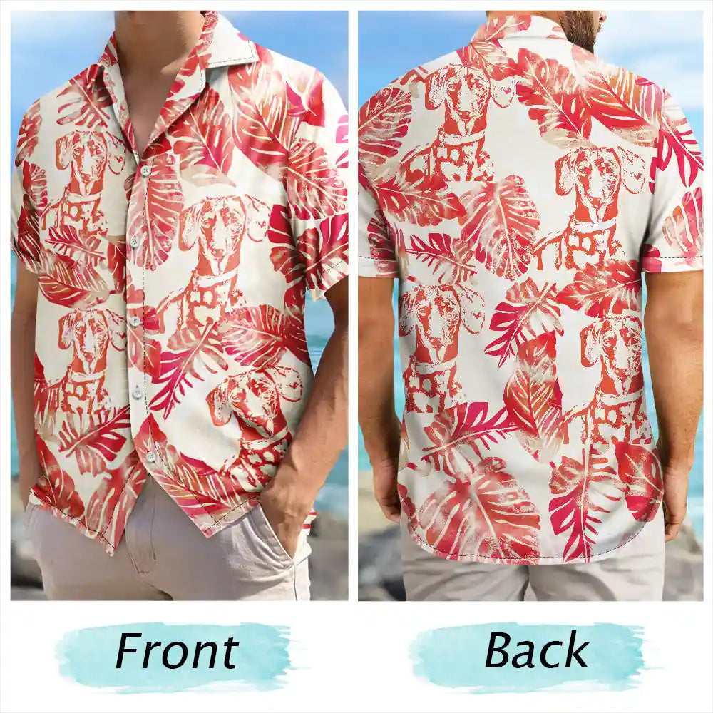 Custom Photo Pencil Drawing Palm Leaf Vacation Vibe – Personalized Hawaiian Shirt
