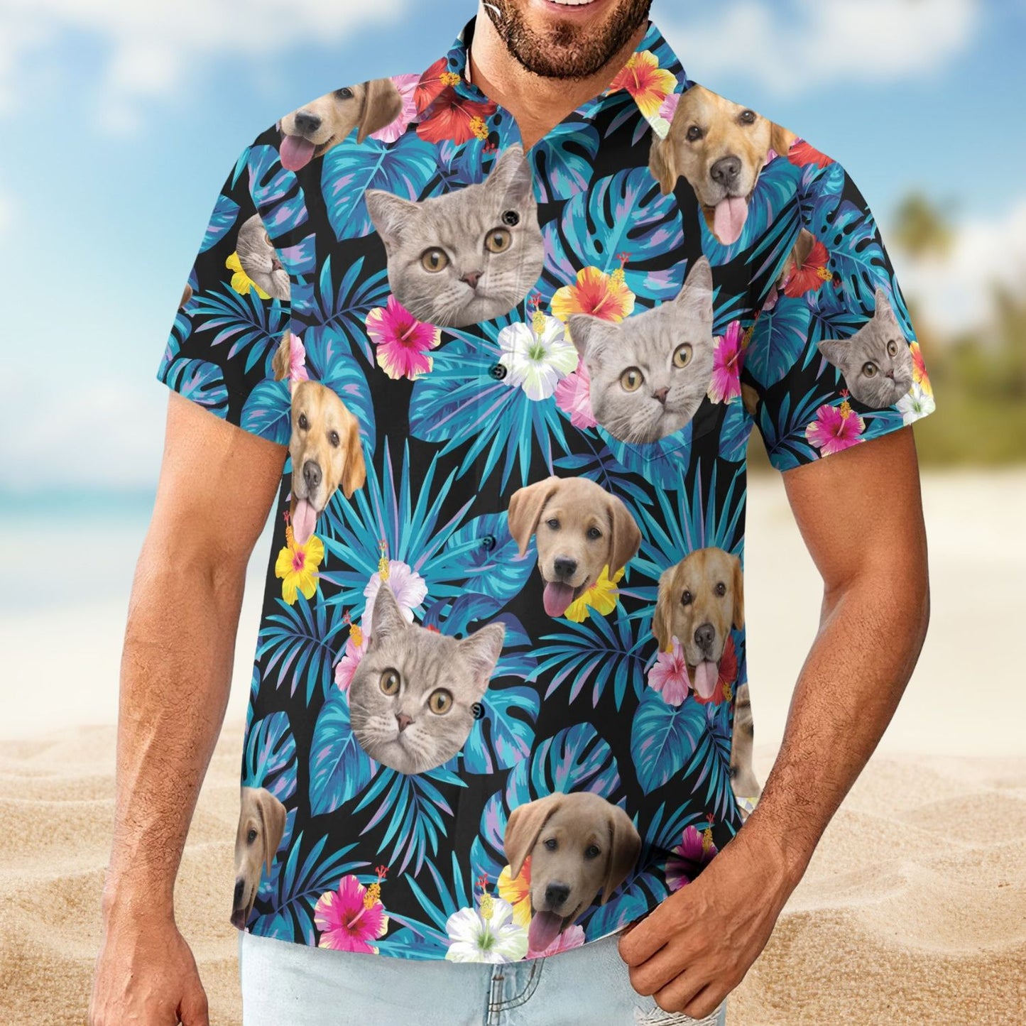 Custom Face Photo for Men & Women Tropical Floral – Personalized Hawaiian Shirt