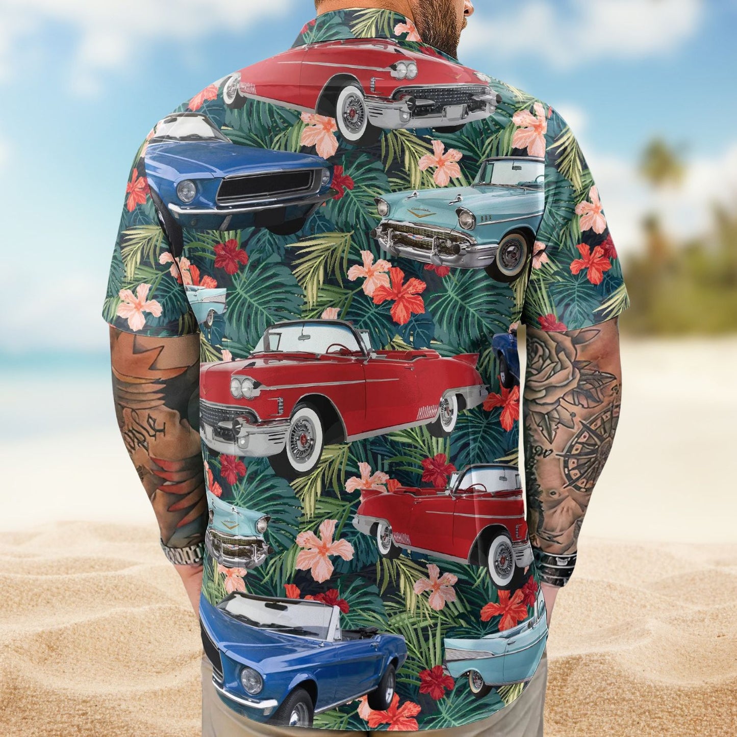 Custom Vintage Car Muscle Cars for Men, Husband – Custom Photo Hawaiian Shirt