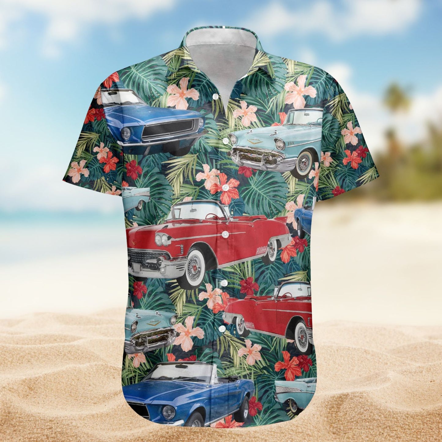 Custom Vintage Car Muscle Cars for Men, Husband – Custom Photo Hawaiian Shirt