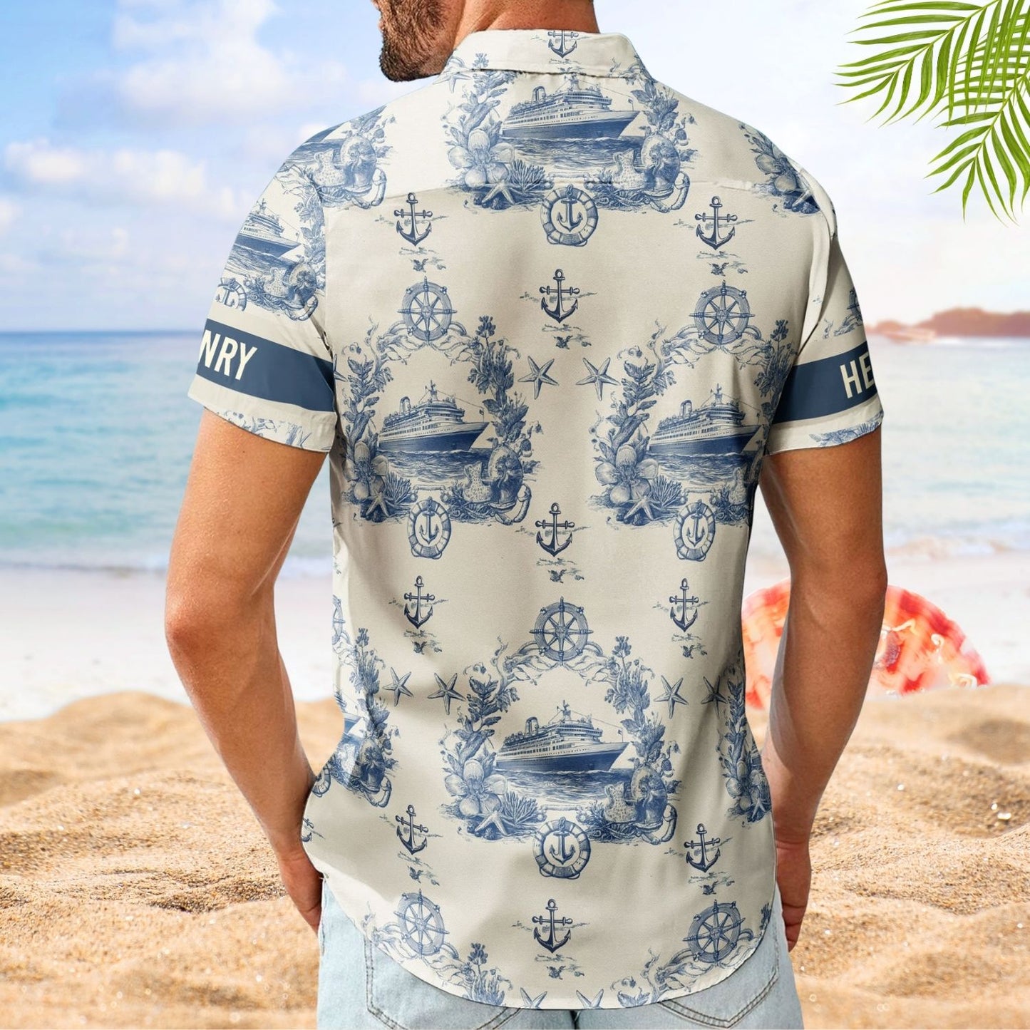Cruise Ship Nautical Pattern - Personalized Hawaiian Shirt