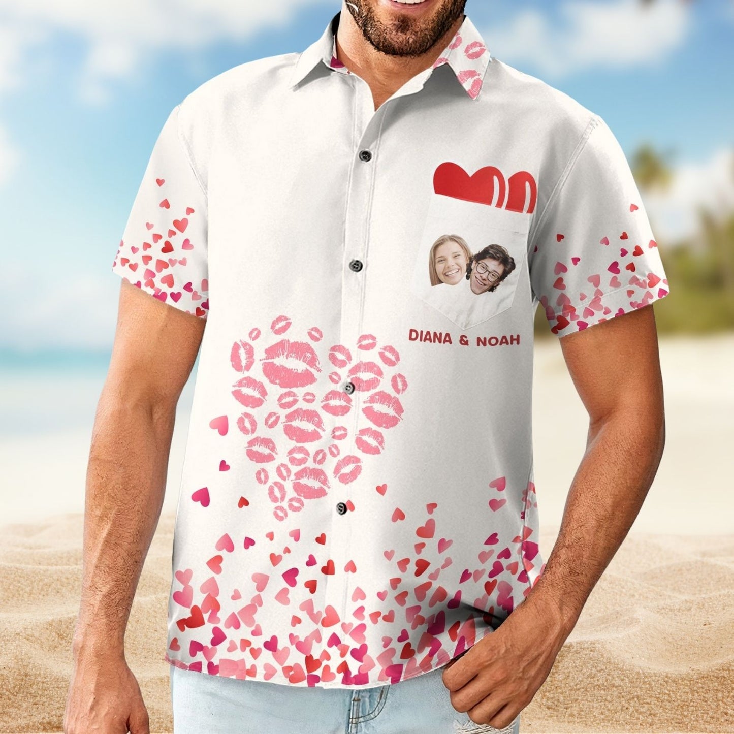 Love Forever Heart Coulpe Gift – Custom Photo Hawaiian Shirts