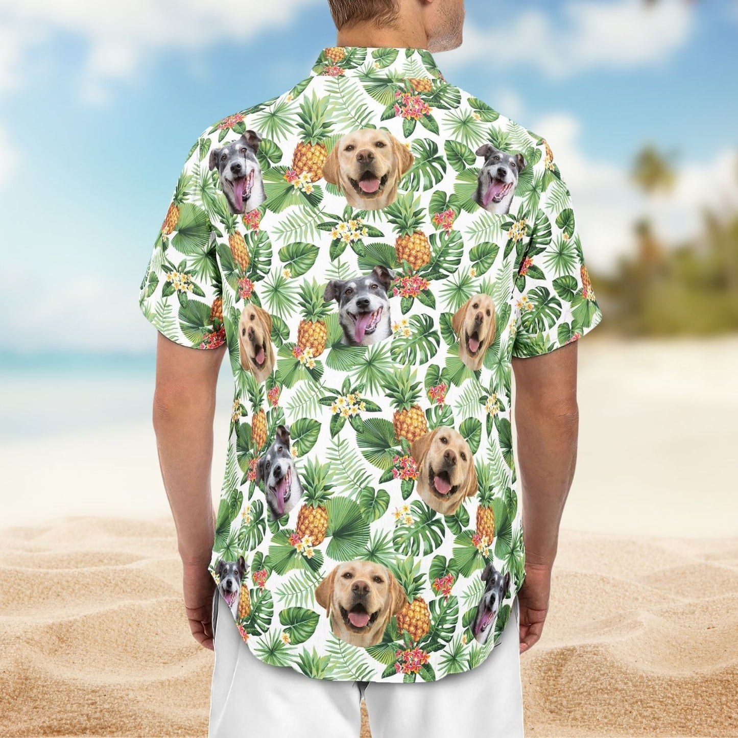 Tropical Aloha Shirt with Custom Pet Face – Personalized Photo Hawaiian Shirt