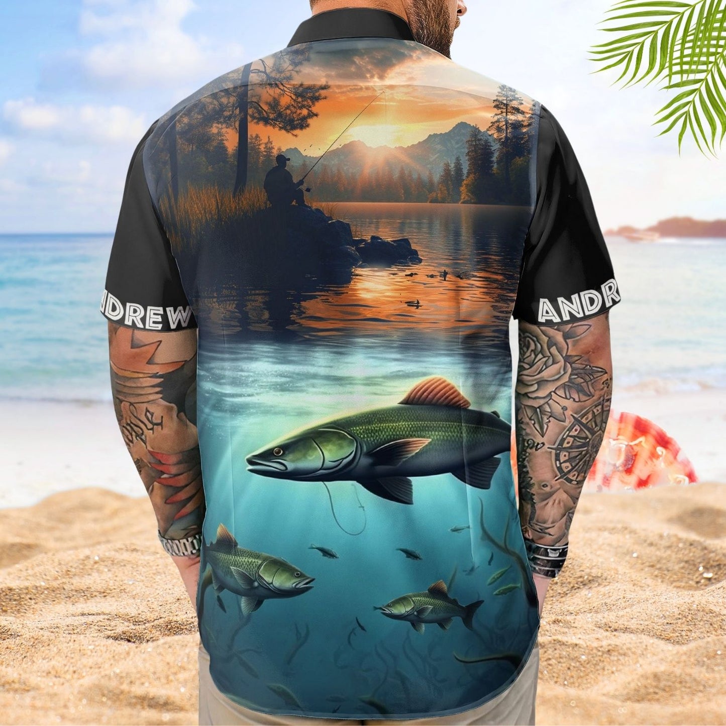Personalized Fishing Aloha Shirt – Custom Photo Fishing Bass Fish For Men Husband - Custom Photo Hawaiian Shirt