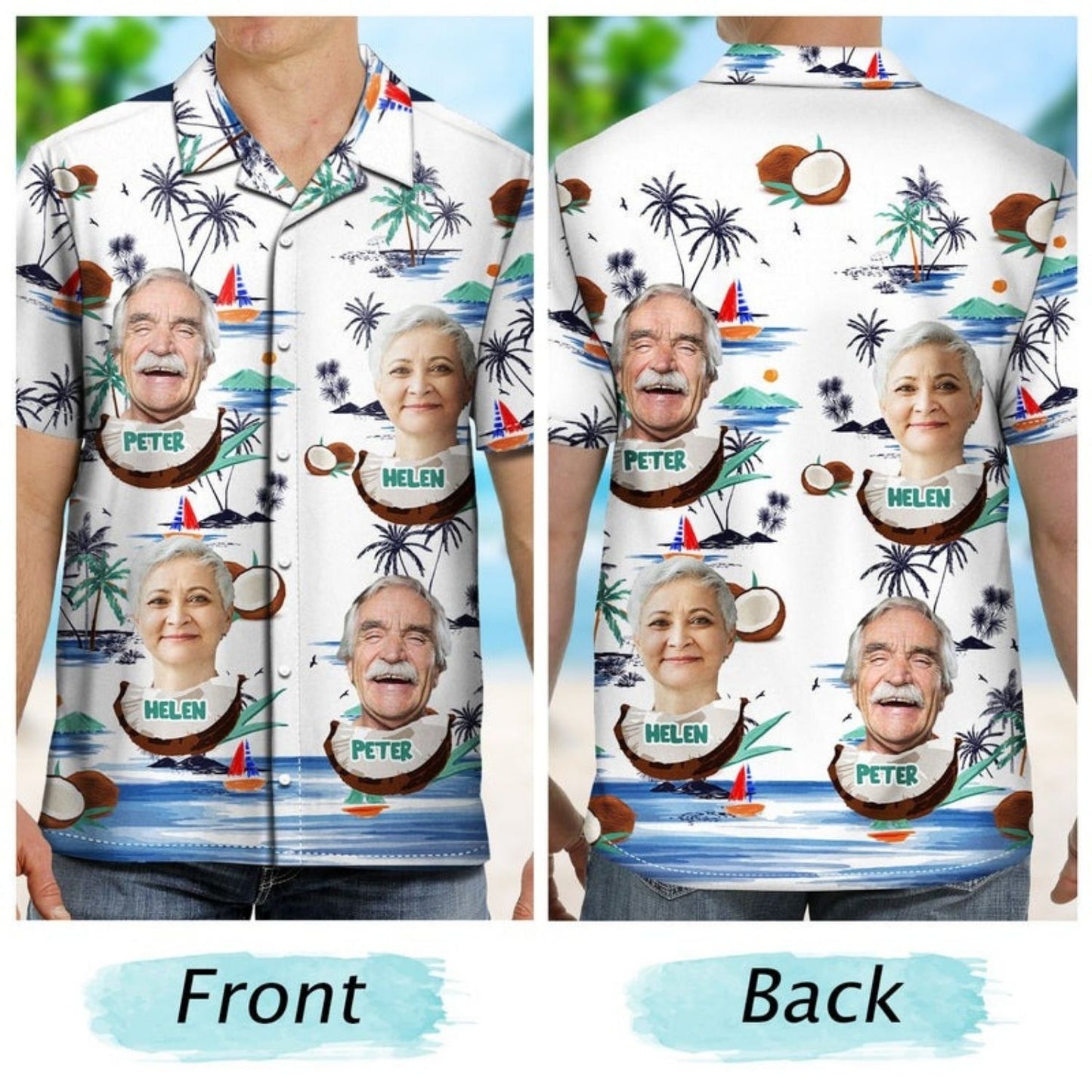Tropical Beach Style Custom Photo Funny Family Face Vacation - Birthday, Loving Gift For Husband, Wife, Couples, Dad, Mom - Personalized Custom Hawaiian Shirt