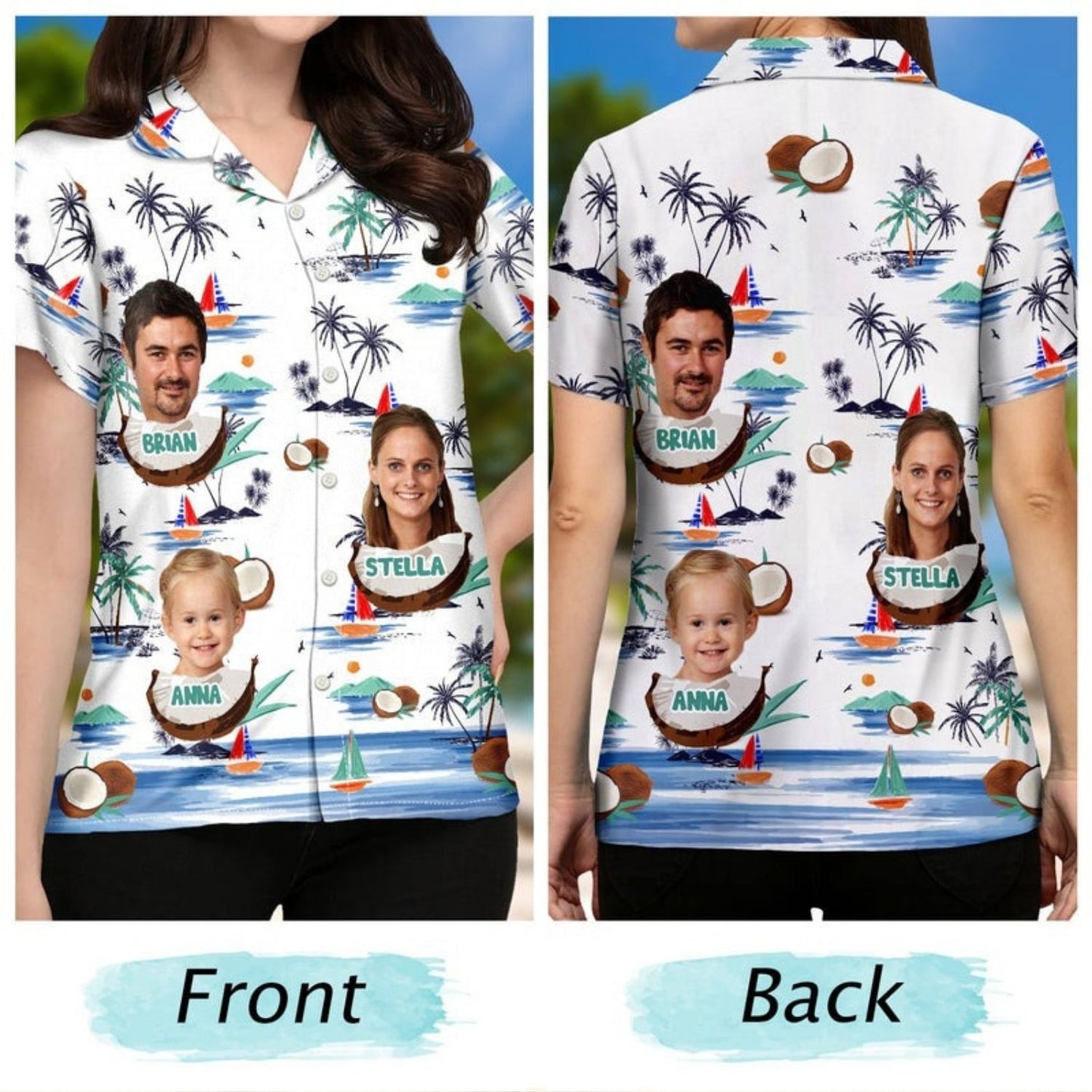 Tropical Beach Style Custom Photo Funny Family Face Vacation - Birthday, Loving Gift For Husband, Wife, Couples, Dad, Mom - Personalized Custom Hawaiian Shirt