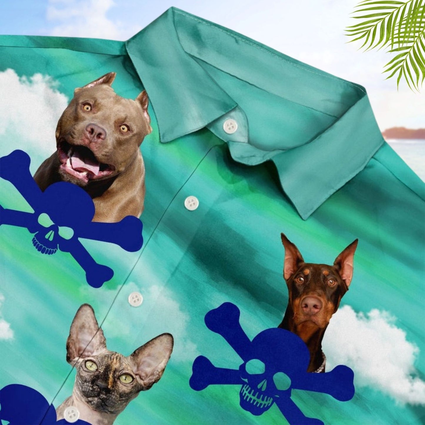 Funny Family Pet Face Sunset Shirt – Custom Photo Gift for Men, Dog & Cat Lovers Hawaiian