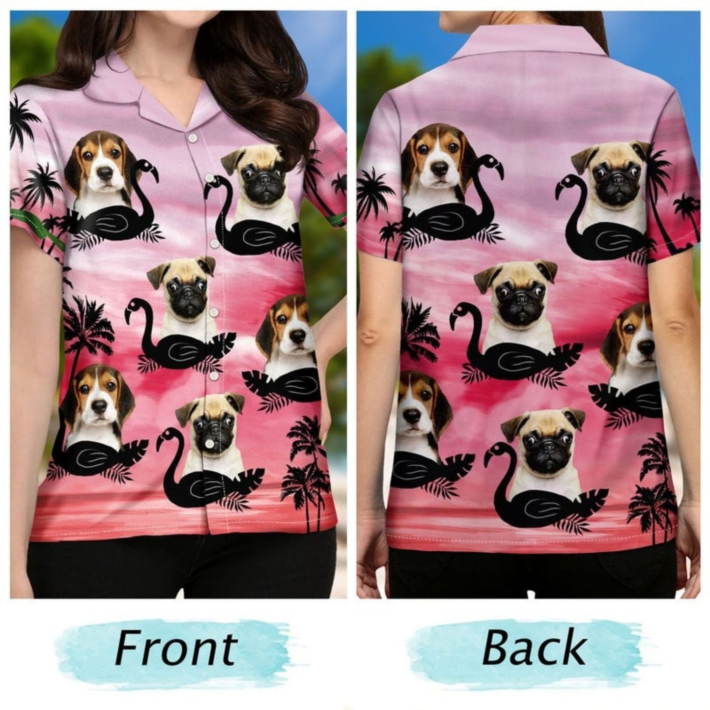 Funny Family Pet Face Sunset Shirt – Custom Photo Gift for Men, Dog & Cat Lovers Hawaiian
